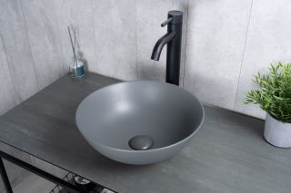 Раковина Gid 9081gnm 53404 накладная серая матовая 36x36x14